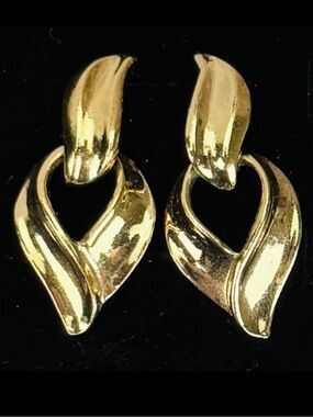 Vintage Avon, aged goldtone pierced hinged earrings